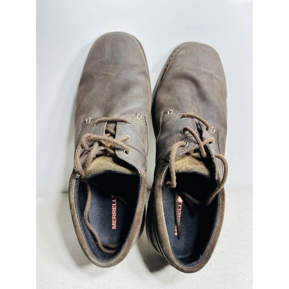 Men's Merrell World Vue Lace Black Slate Brown Oiled Leather J97065W Size 13W - Picture 6 of 8